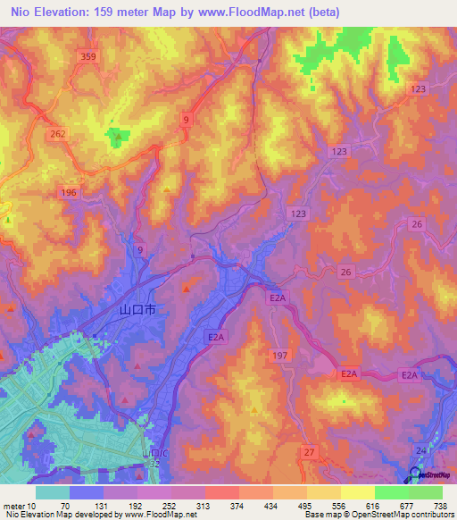 Nio,Japan Elevation Map