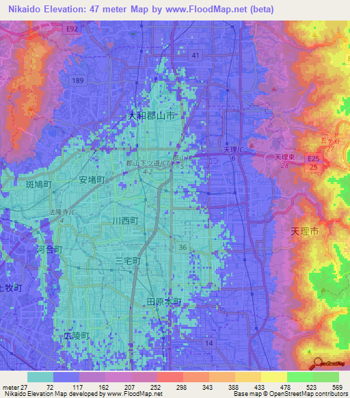 Nikaido,Japan Elevation Map