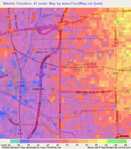 Nikaido,Japan Elevation Map