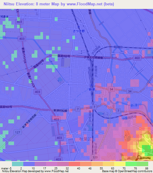 Niitsu,Japan Elevation Map