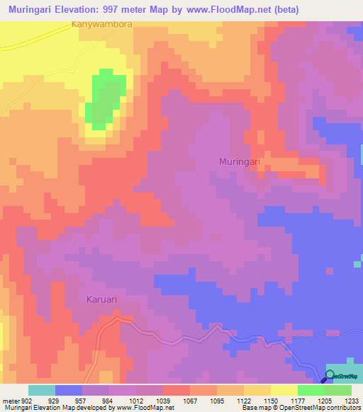 Muringari,Kenya Elevation Map