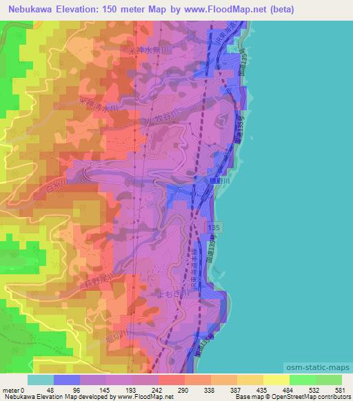 Nebukawa,Japan Elevation Map