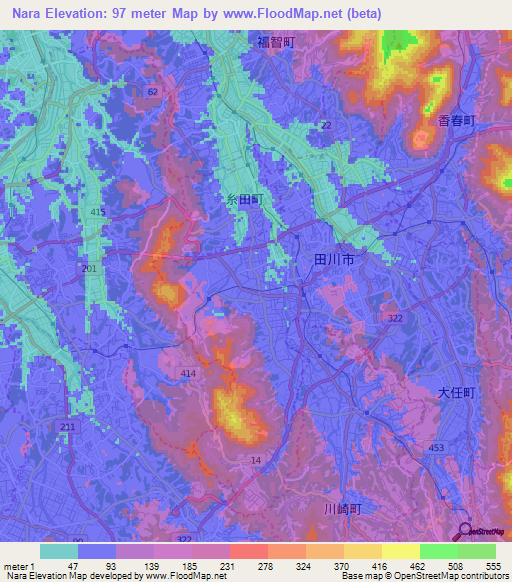 Nara,Japan Elevation Map