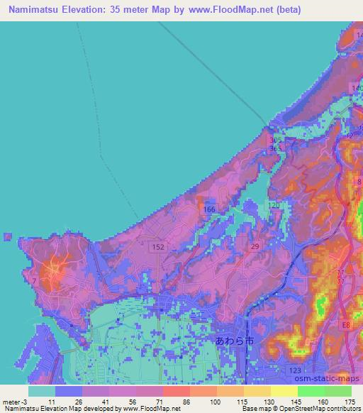 Namimatsu,Japan Elevation Map