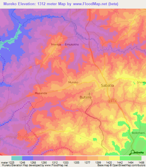 Mureko,Kenya Elevation Map