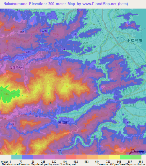 Nakatsumune,Japan Elevation Map