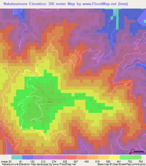 Nakatsumune,Japan Elevation Map