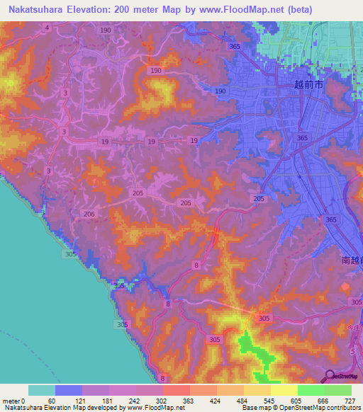 Nakatsuhara,Japan Elevation Map