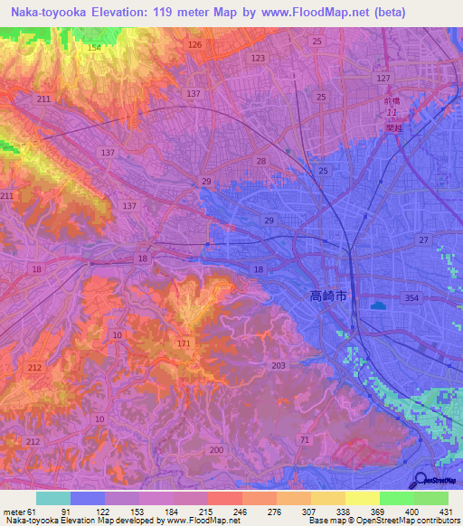 Naka-toyooka,Japan Elevation Map