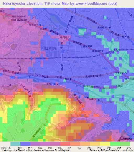 Naka-toyooka,Japan Elevation Map