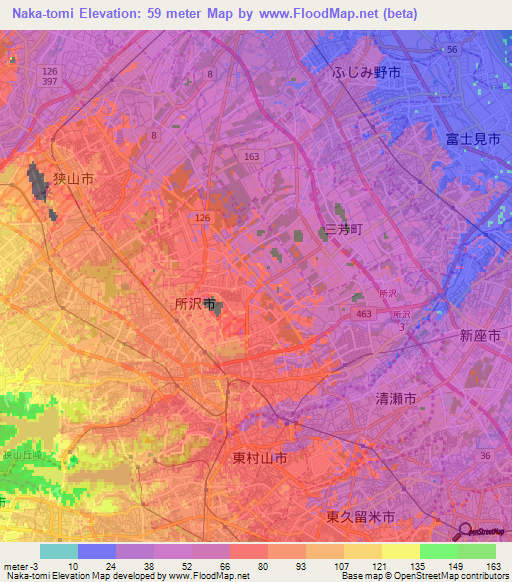 Naka-tomi,Japan Elevation Map