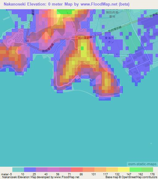 Nakanoseki,Japan Elevation Map