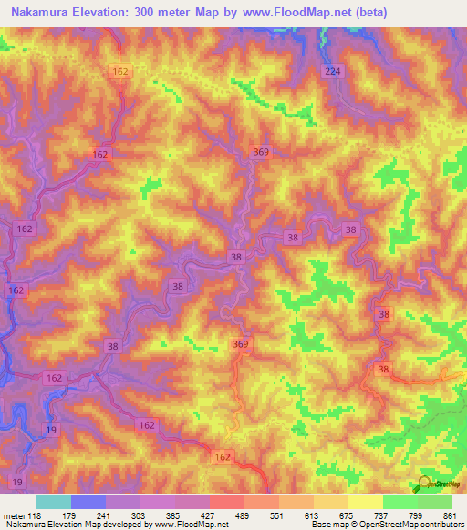 Nakamura,Japan Elevation Map