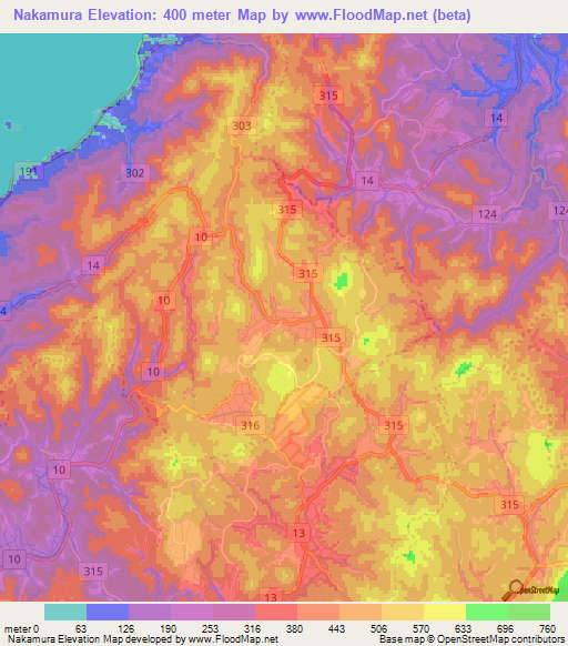Nakamura,Japan Elevation Map