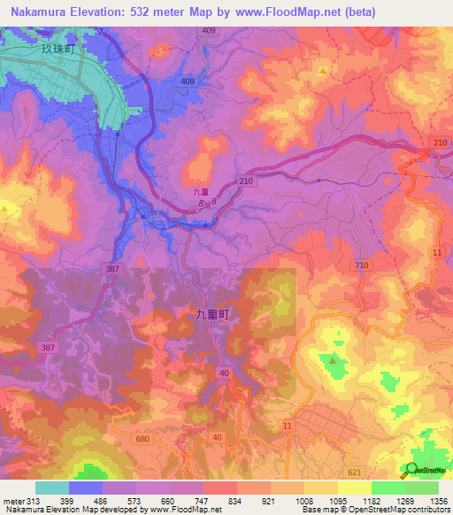 Nakamura,Japan Elevation Map
