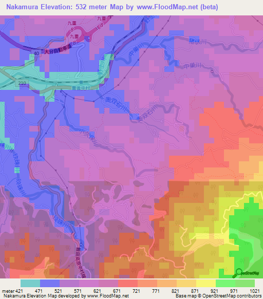 Nakamura,Japan Elevation Map