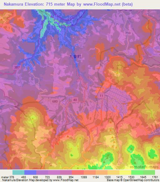 Nakamura,Japan Elevation Map