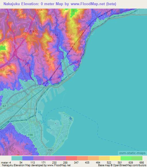 Nakajuku,Japan Elevation Map