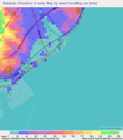Nakajuku,Japan Elevation Map