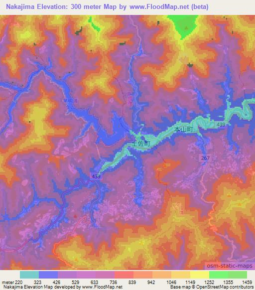 Nakajima,Japan Elevation Map