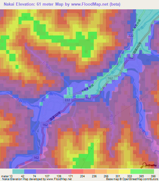 Nakai,Japan Elevation Map