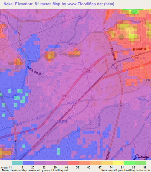 Nakai,Japan Elevation Map