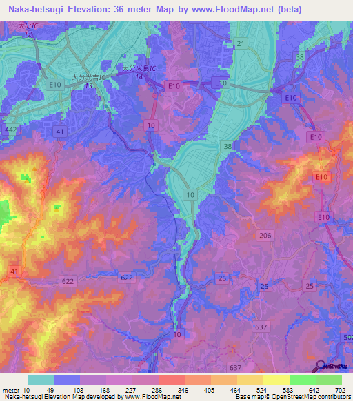 Naka-hetsugi,Japan Elevation Map