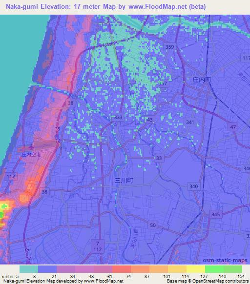Naka-gumi,Japan Elevation Map
