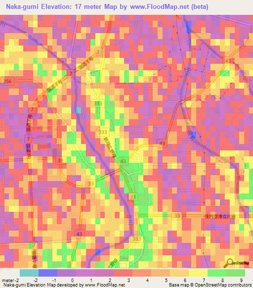 Naka-gumi,Japan Elevation Map