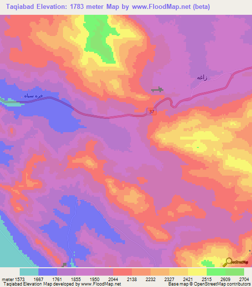 Taqiabad,Iran Elevation Map