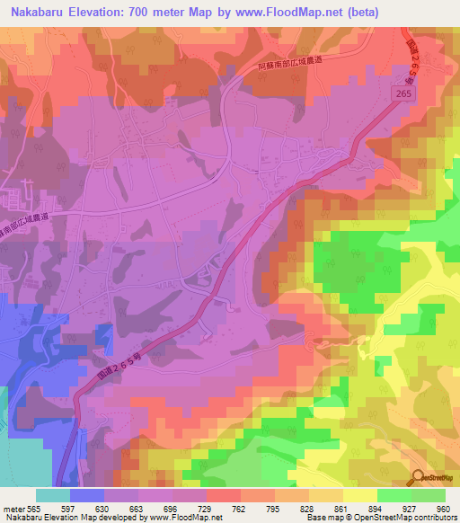 Nakabaru,Japan Elevation Map