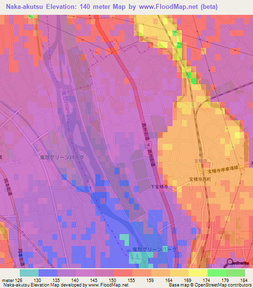 Naka-akutsu,Japan Elevation Map