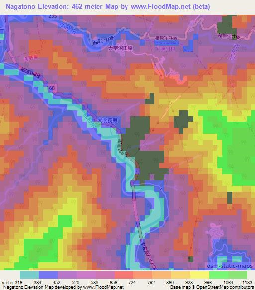 Nagatono,Japan Elevation Map