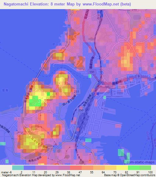 Nagatomachi,Japan Elevation Map