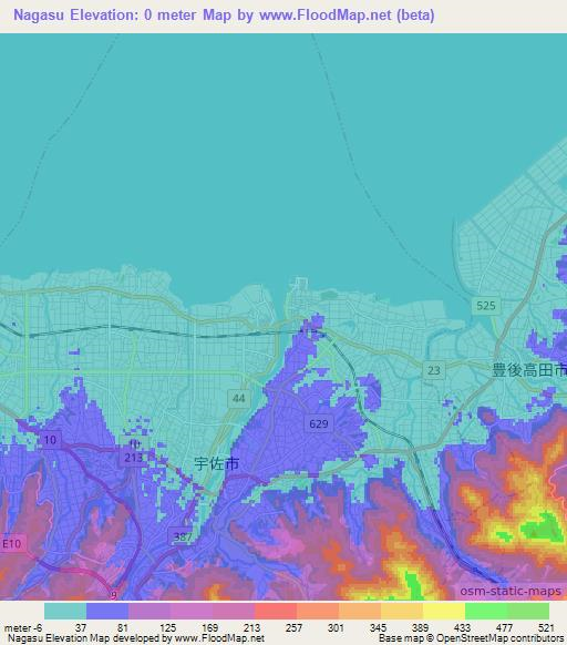 Nagasu,Japan Elevation Map