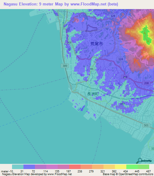 Nagasu,Japan Elevation Map