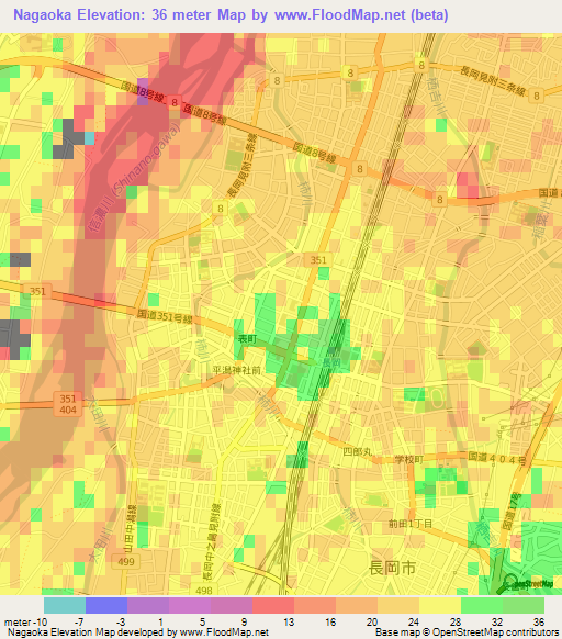 Nagaoka,Japan Elevation Map