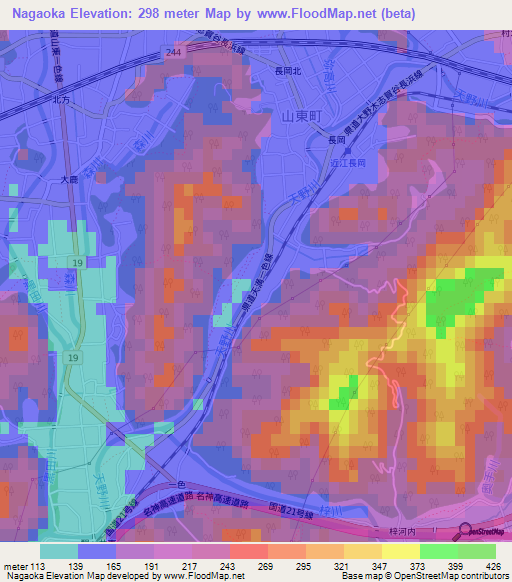 Nagaoka,Japan Elevation Map