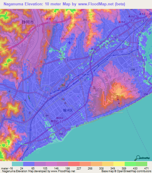 Naganuma,Japan Elevation Map