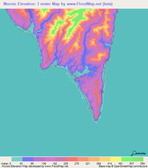 Muroto,Japan Elevation Map
