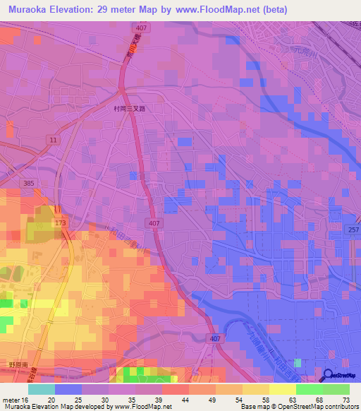 Muraoka,Japan Elevation Map