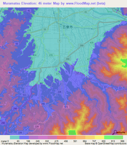 Muramatsu,Japan Elevation Map