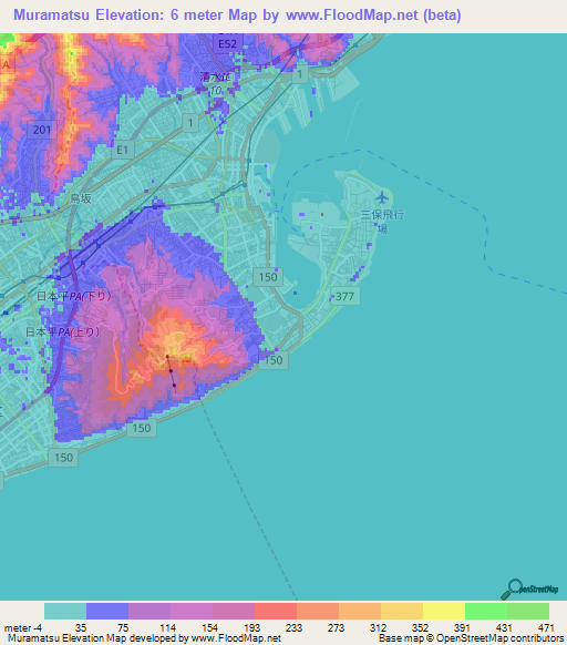 Muramatsu,Japan Elevation Map