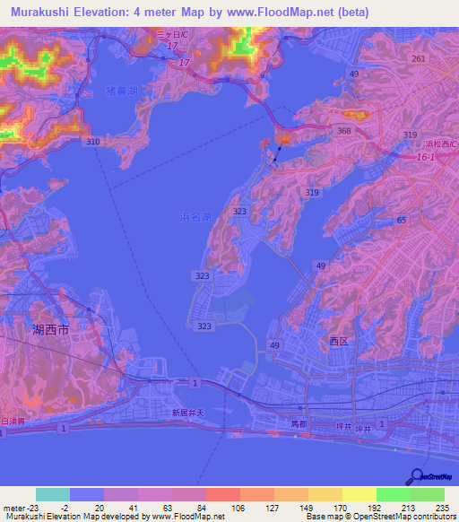 Murakushi,Japan Elevation Map