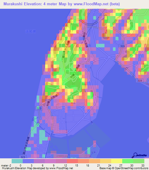 Murakushi,Japan Elevation Map