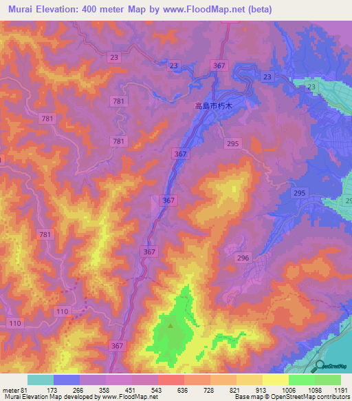 Murai,Japan Elevation Map