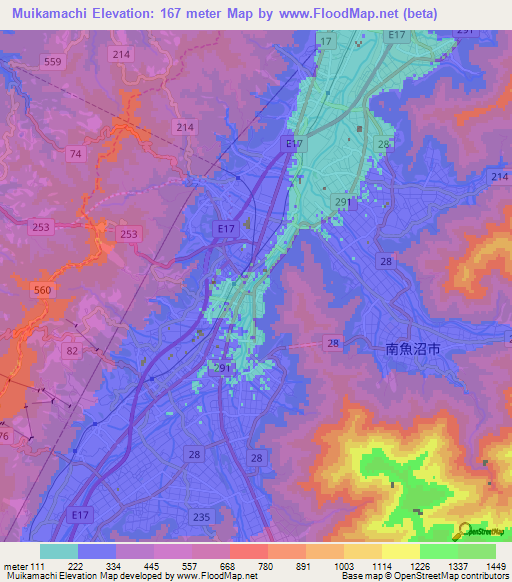 Muikamachi,Japan Elevation Map