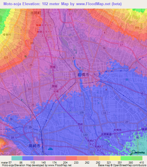 Moto-soja,Japan Elevation Map