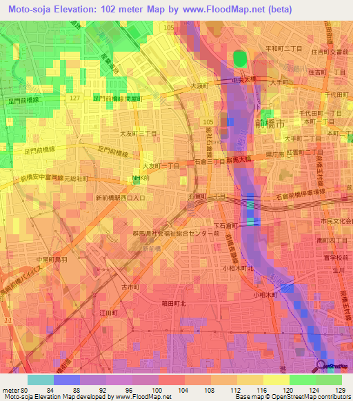 Moto-soja,Japan Elevation Map