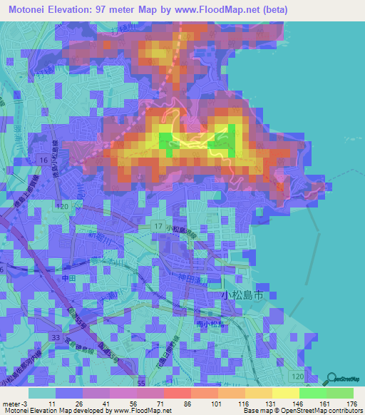 Motonei,Japan Elevation Map